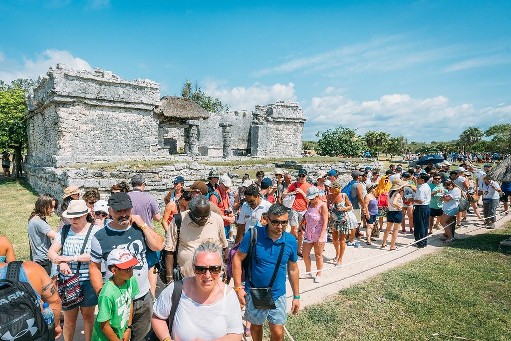 Tourists at Tulum in Mexico