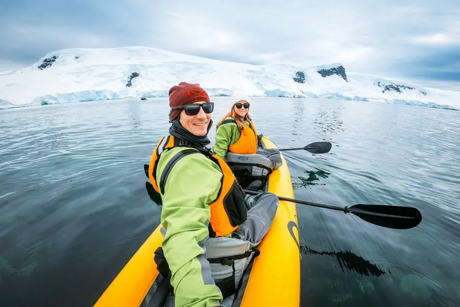 Couple Kayaling in Antarctica